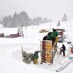 Betonpumpe M31 auch bei Schnee im Einsatz
